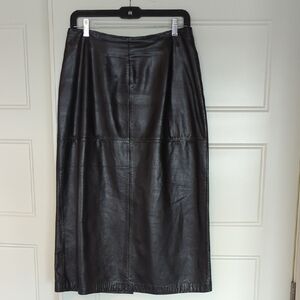 Ann Taylor Black Leather Skirt